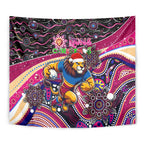 Merry Christmas AFL Brisbane Lions Tapestry Aboriginal Santa Football Mascot