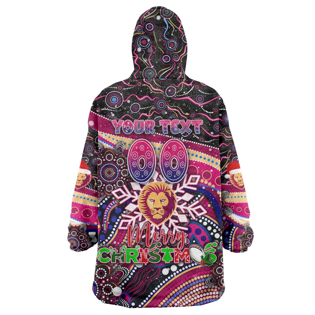 Merry Christmas AFL Brisbane Lions Wearable Blanket Hoodie Aboriginal Santa Football Mascot