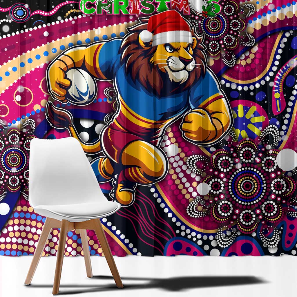 Merry Christmas AFL Brisbane Lions Window Curtain Aboriginal Santa Football Mascot