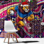 Merry Christmas AFL Brisbane Lions Window Curtain Aboriginal Santa Football Mascot