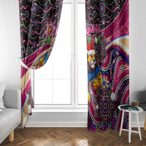 Merry Christmas AFL Brisbane Lions Window Curtain Aboriginal Santa Football Mascot