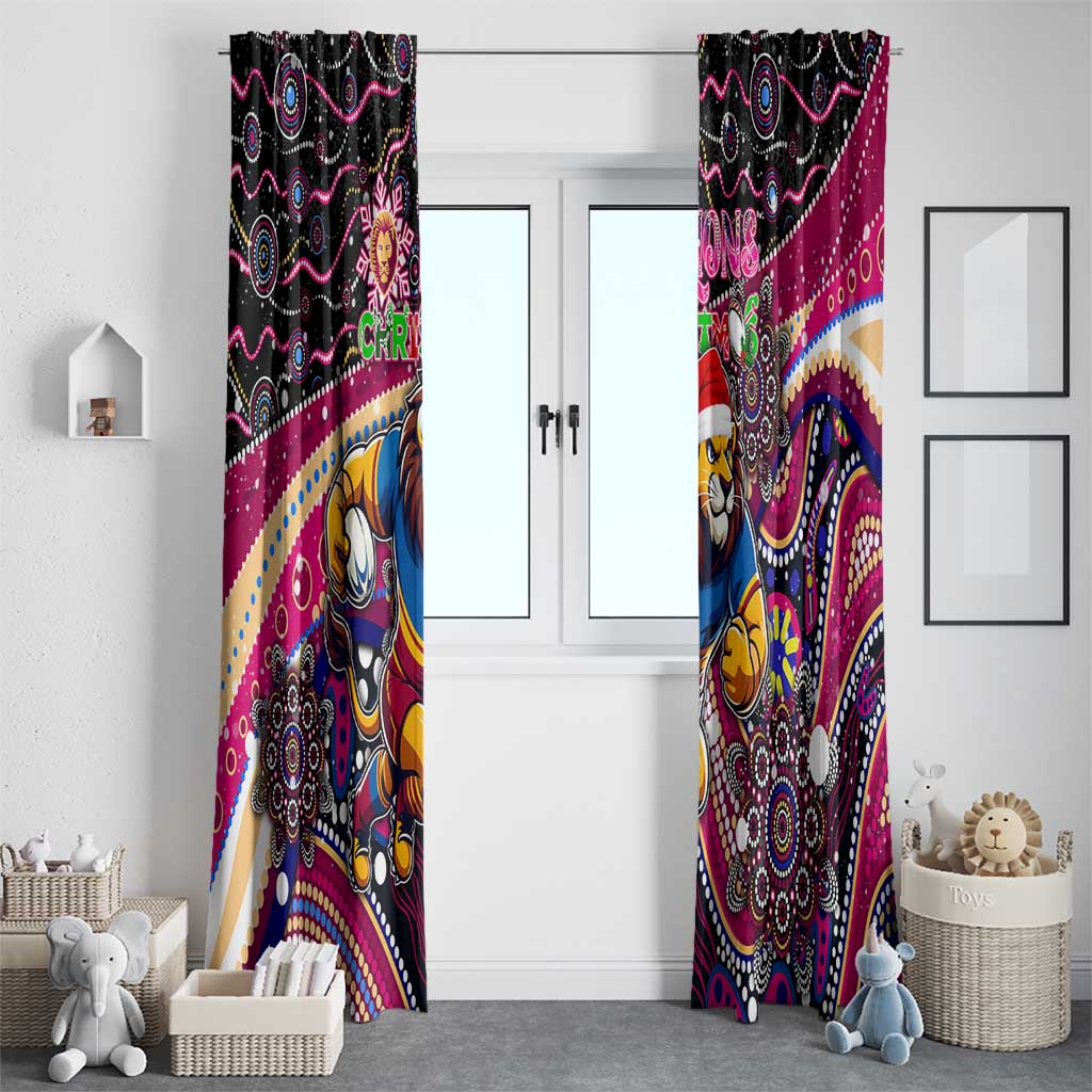 Merry Christmas AFL Brisbane Lions Window Curtain Aboriginal Santa Football Mascot