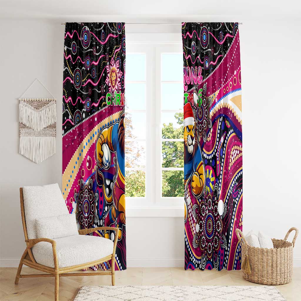 Merry Christmas AFL Brisbane Lions Window Curtain Aboriginal Santa Football Mascot