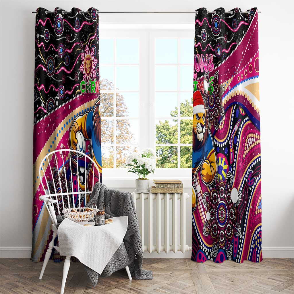 Merry Christmas AFL Brisbane Lions Window Curtain Aboriginal Santa Football Mascot