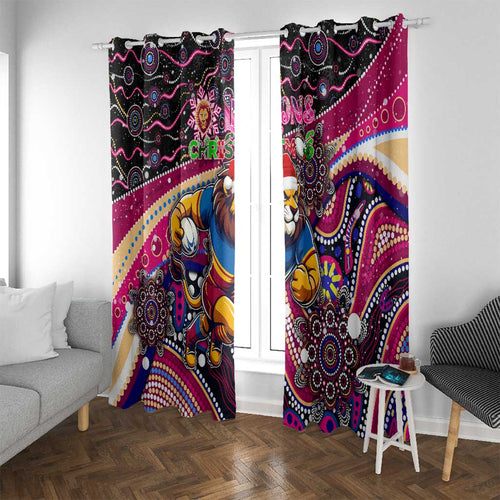 Merry Christmas AFL Brisbane Lions Window Curtain Aboriginal Santa Football Mascot