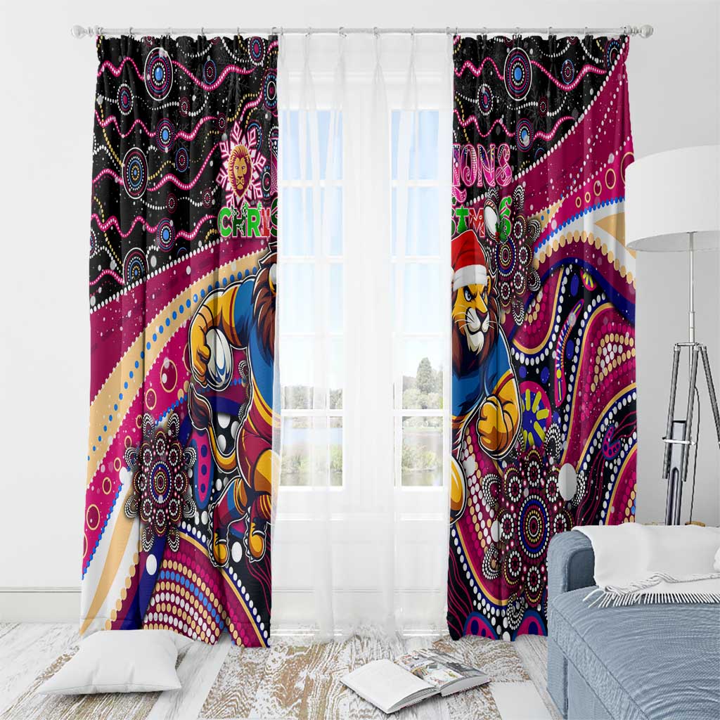 Merry Christmas AFL Brisbane Lions Window Curtain Aboriginal Santa Football Mascot