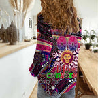 Merry Christmas AFL Brisbane Lions Women Casual Shirt Aboriginal Santa Football Mascot