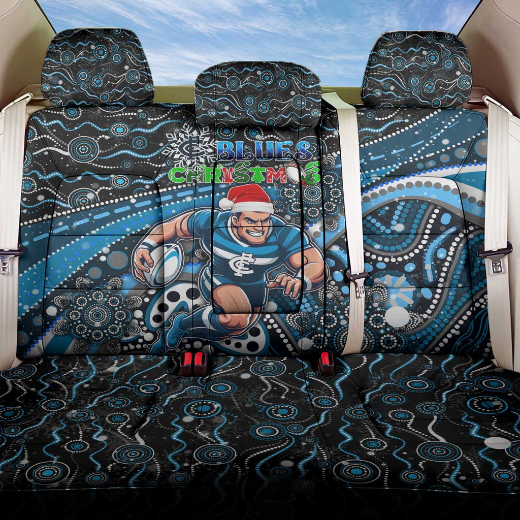 Merry Christmas AFL Carlton Blues Back Car Seat Cover Aboriginal Santa Football Mascot