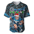 Merry Christmas AFL Carlton Blues Baseball Jersey Aboriginal Santa Football Mascot
