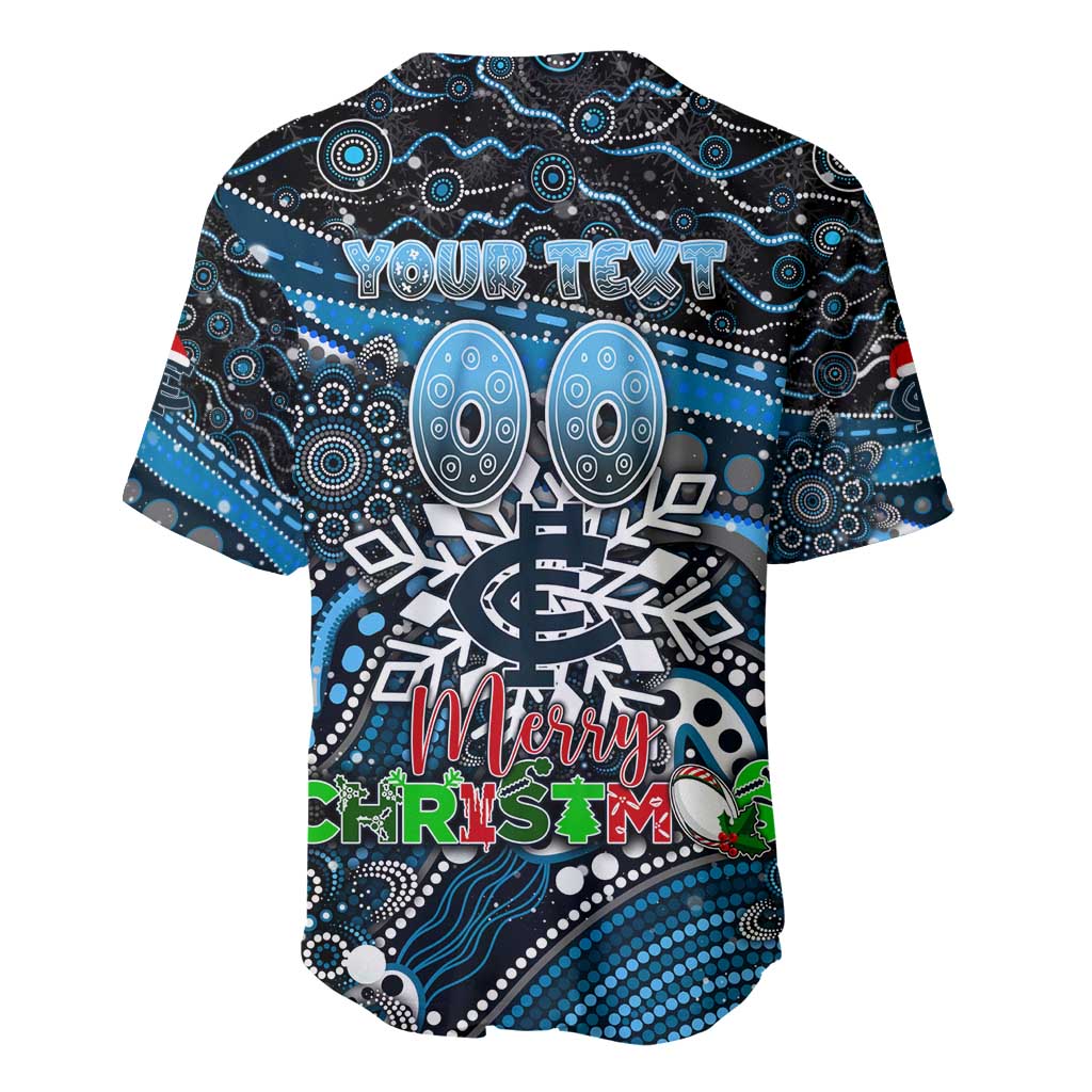 Merry Christmas AFL Carlton Blues Baseball Jersey Aboriginal Santa Football Mascot