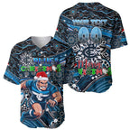 Merry Christmas AFL Carlton Blues Baseball Jersey Aboriginal Santa Football Mascot