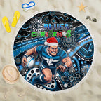 Merry Christmas AFL Carlton Blues Beach Blanket Aboriginal Santa Football Mascot