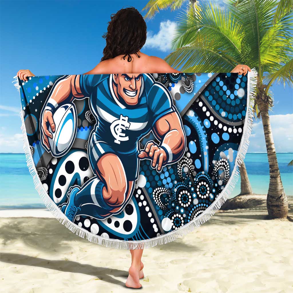 Merry Christmas AFL Carlton Blues Beach Blanket Aboriginal Santa Football Mascot
