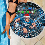 Merry Christmas AFL Carlton Blues Beach Blanket Aboriginal Santa Football Mascot