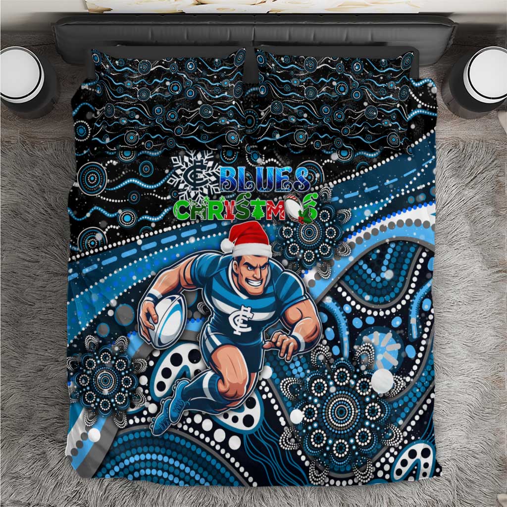 Merry Christmas AFL Carlton Blues Bedding Set Aboriginal Santa Football Mascot