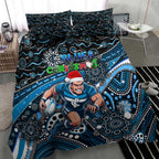 Merry Christmas AFL Carlton Blues Bedding Set Aboriginal Santa Football Mascot