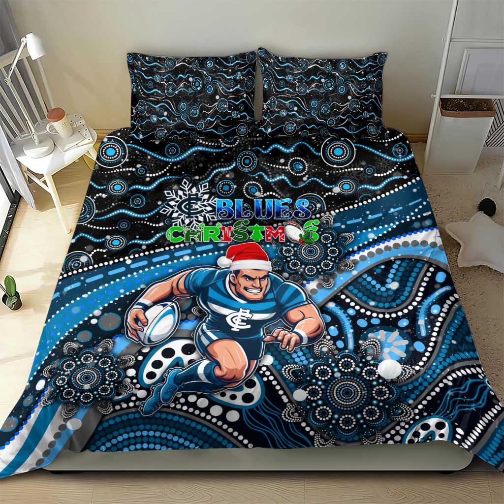 Merry Christmas AFL Carlton Blues Bedding Set Aboriginal Santa Football Mascot