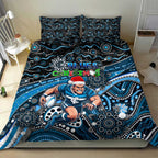 Merry Christmas AFL Carlton Blues Bedding Set Aboriginal Santa Football Mascot
