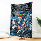 Merry Christmas AFL Carlton Blues Blanket Aboriginal Santa Football Mascot