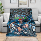 Merry Christmas AFL Carlton Blues Blanket Aboriginal Santa Football Mascot