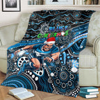 Merry Christmas AFL Carlton Blues Blanket Aboriginal Santa Football Mascot