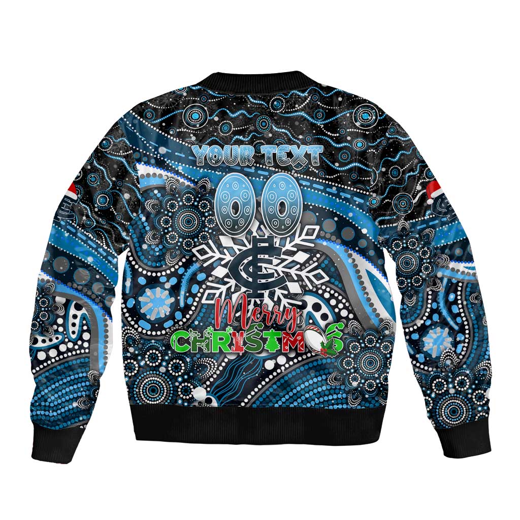 Merry Christmas AFL Carlton Blues Bomber Jacket Aboriginal Santa Football Mascot
