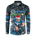 Merry Christmas AFL Carlton Blues Button Sweatshirt Aboriginal Santa Football Mascot