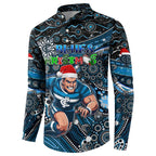 Merry Christmas AFL Carlton Blues Button Sweatshirt Aboriginal Santa Football Mascot