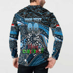 Merry Christmas AFL Carlton Blues Button Sweatshirt Aboriginal Santa Football Mascot