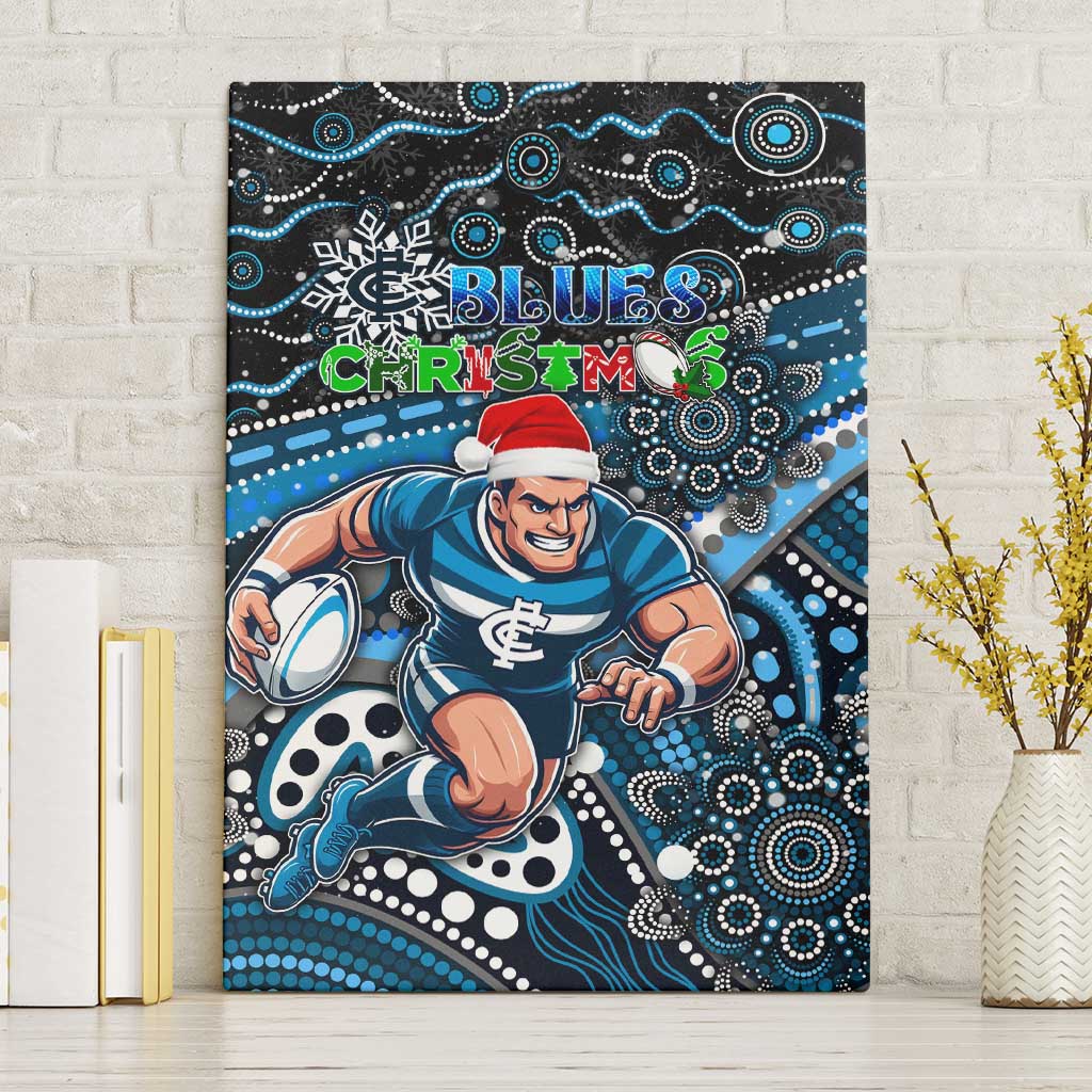 Merry Christmas AFL Carlton Blues Canvas Wall Art Aboriginal Santa Football Mascot