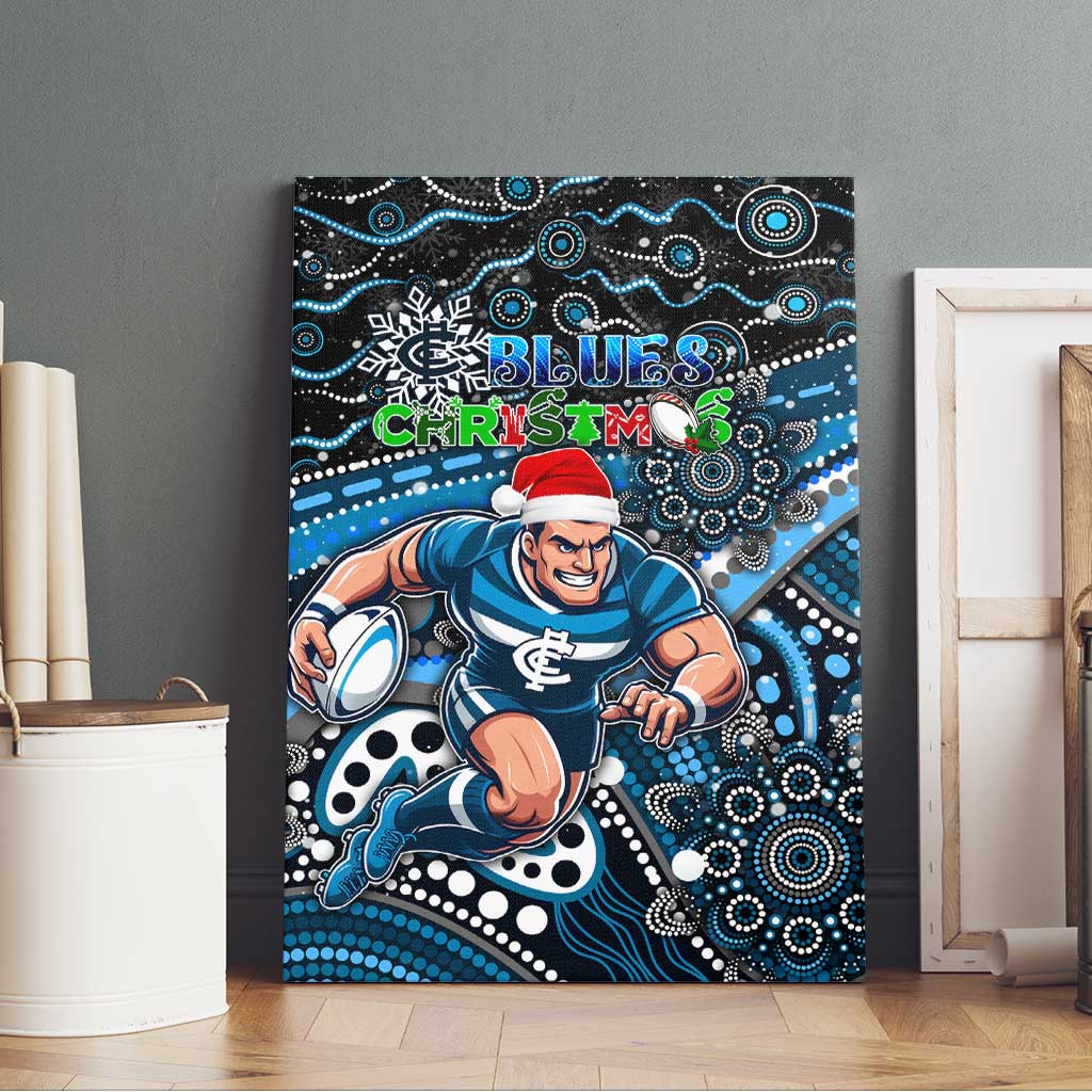 Merry Christmas AFL Carlton Blues Canvas Wall Art Aboriginal Santa Football Mascot