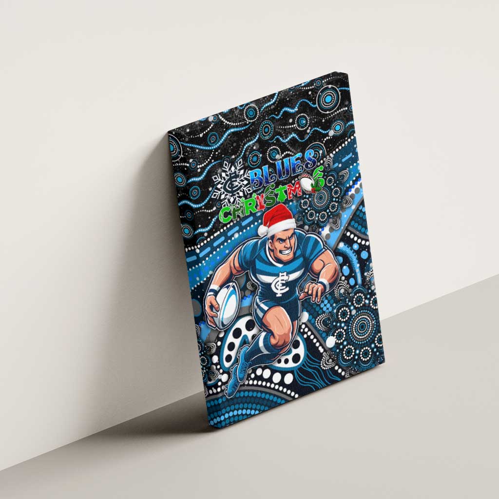 Merry Christmas AFL Carlton Blues Canvas Wall Art Aboriginal Santa Football Mascot