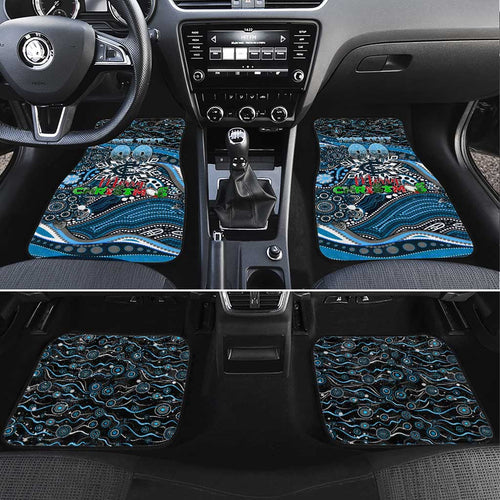 Merry Christmas AFL Carlton Blues Car Mats Aboriginal Santa Football Mascot