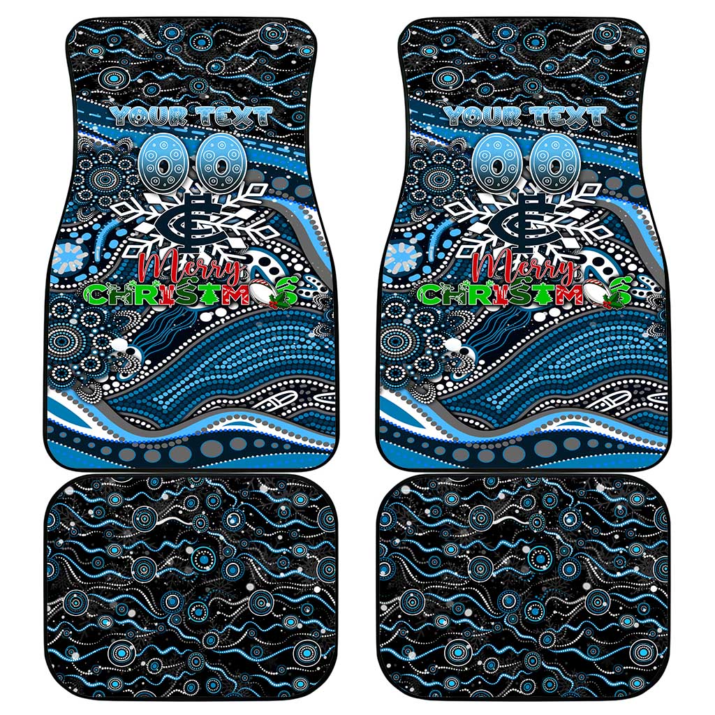 Merry Christmas AFL Carlton Blues Car Mats Aboriginal Santa Football Mascot
