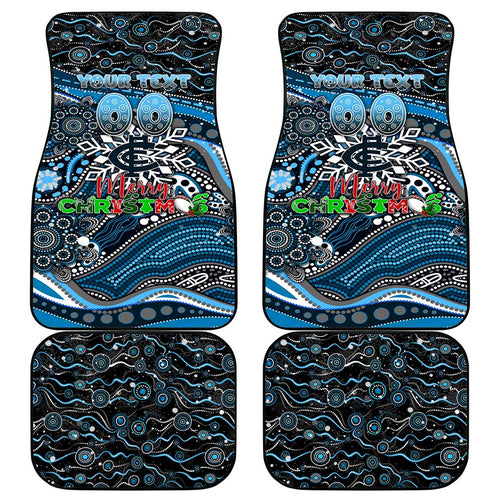 Merry Christmas AFL Carlton Blues Car Mats Aboriginal Santa Football Mascot