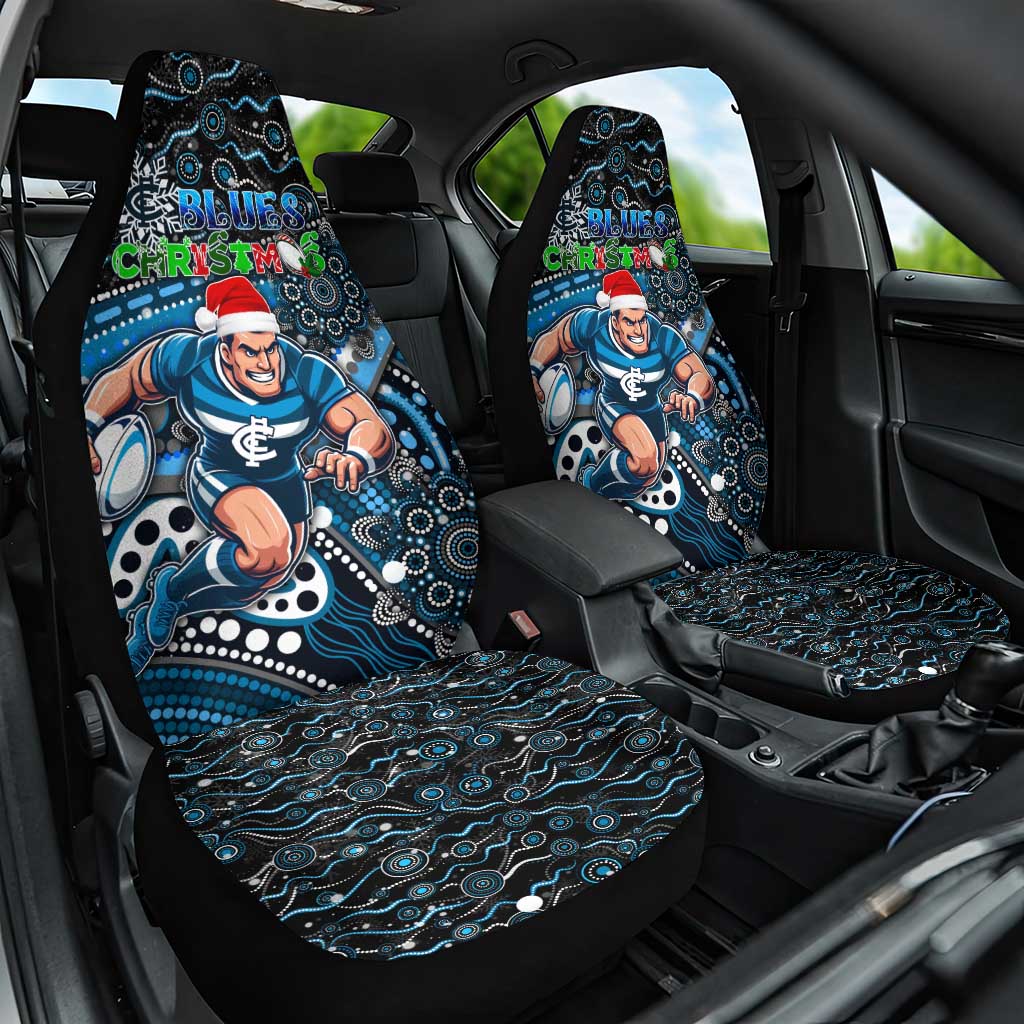 Merry Christmas AFL Carlton Blues Car Seat Cover Aboriginal Santa Football Mascot