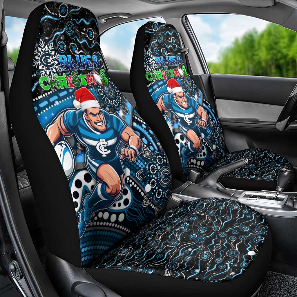 Merry Christmas AFL Carlton Blues Car Seat Cover Aboriginal Santa Football Mascot