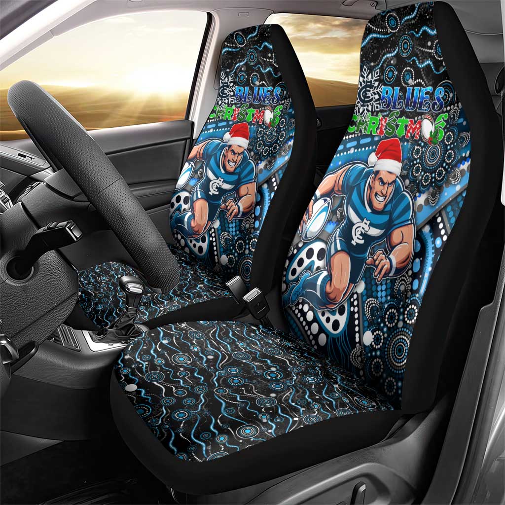 Merry Christmas AFL Carlton Blues Car Seat Cover Aboriginal Santa Football Mascot