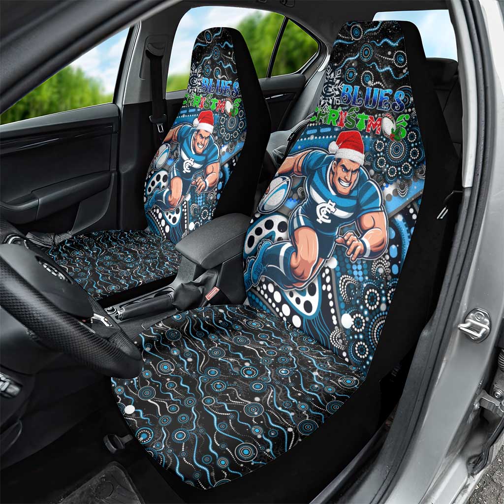 Merry Christmas AFL Carlton Blues Car Seat Cover Aboriginal Santa Football Mascot