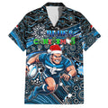 Merry Christmas AFL Carlton Blues Family Matching Long Sleeve Bodycon Dress and Hawaiian Shirt Aboriginal Santa Football Mascot