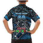 Merry Christmas AFL Carlton Blues Family Matching Mermaid Dress and Hawaiian Shirt Aboriginal Santa Football Mascot
