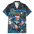 Merry Christmas AFL Carlton Blues Family Matching Mermaid Dress and Hawaiian Shirt Aboriginal Santa Football Mascot