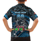 Merry Christmas AFL Carlton Blues Family Matching Puletasi and Hawaiian Shirt Aboriginal Santa Football Mascot