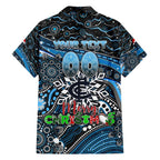 Merry Christmas AFL Carlton Blues Family Matching Short Sleeve Bodycon Dress and Hawaiian Shirt Aboriginal Santa Football Mascot