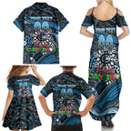 Merry Christmas AFL Carlton Blues Family Matching Summer Maxi Dress and Hawaiian Shirt Aboriginal Santa Football Mascot