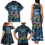 Merry Christmas AFL Carlton Blues Family Matching Tank Maxi Dress and Hawaiian Shirt Aboriginal Santa Football Mascot