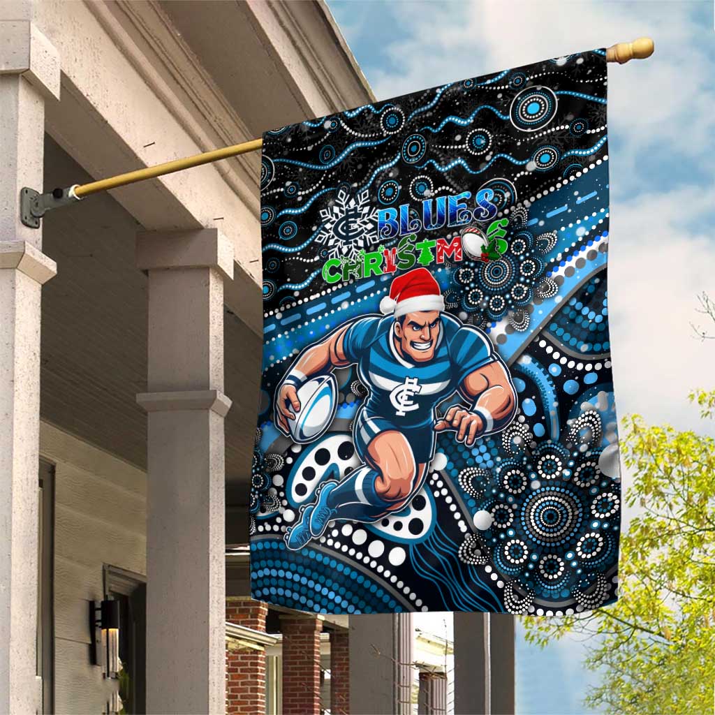 Merry Christmas AFL Carlton Blues Garden Flag Aboriginal Santa Football Mascot