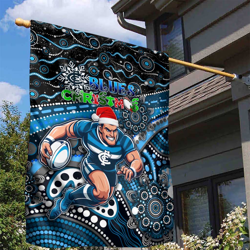 Merry Christmas AFL Carlton Blues Garden Flag Aboriginal Santa Football Mascot