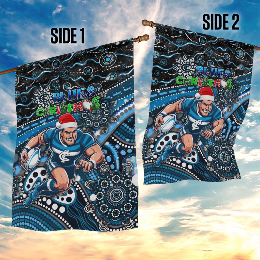 Merry Christmas AFL Carlton Blues Garden Flag Aboriginal Santa Football Mascot