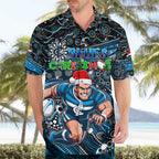 Merry Christmas AFL Carlton Blues Hawaiian Shirt Aboriginal Santa Football Mascot